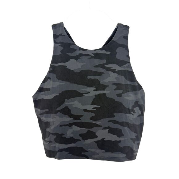 ATHLETA Conscious Crop Sports Bra M Camo Black Removable Cups Med Impact EUC B14 - Picture 2 of 6